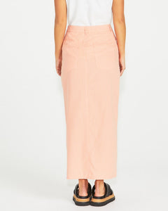 Liberty Maxi Skirt - Neon Peach White Stripe